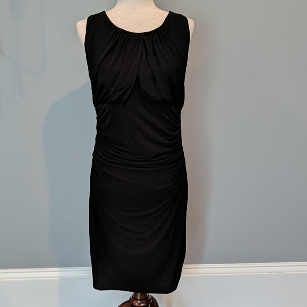 EUC Ann Taylor Rouched Black Dress size 10